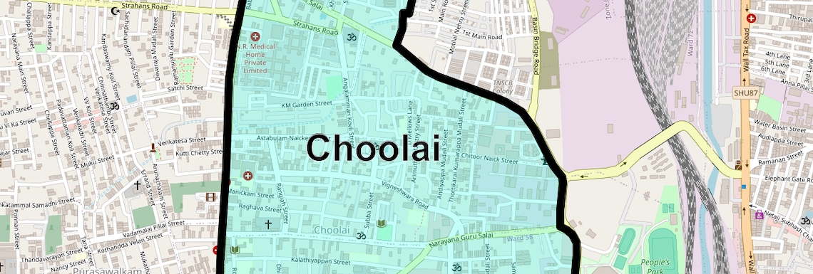 Location Map of Choolai, Chennai