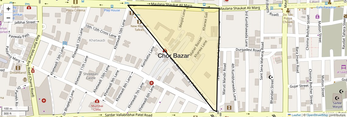 Location Map of Chor Bazar, Mumbai