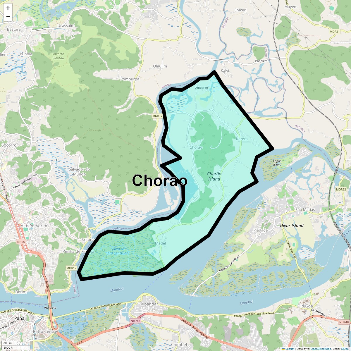 Location Map of Chorao, Goa