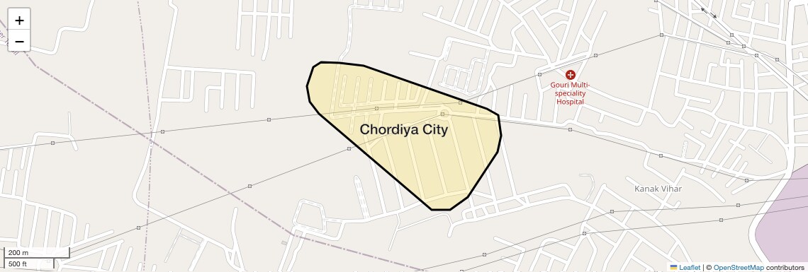 Location Map of Chordiya City, Jaipur