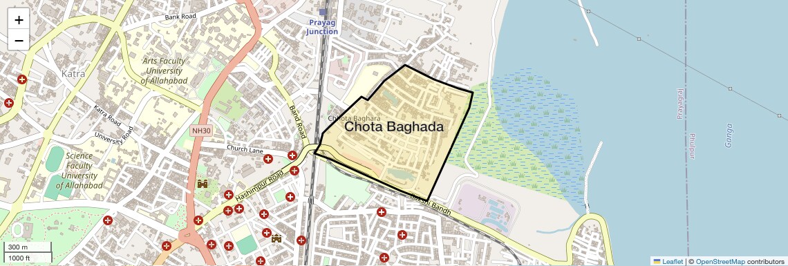Location Map of Chota Baghada, Allahabad