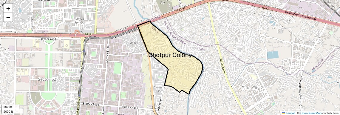Location Map of Chotpur Colony, Noida