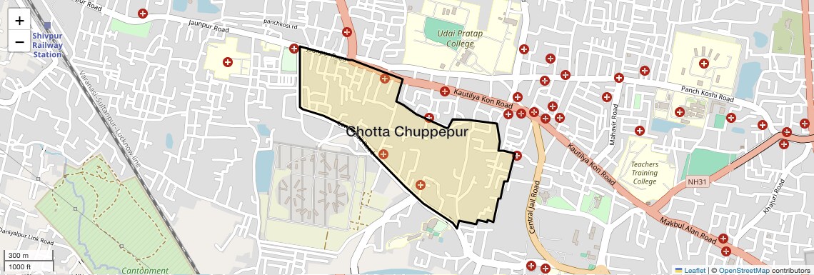 Location Map of Chotta Chuppepur, Varanasi