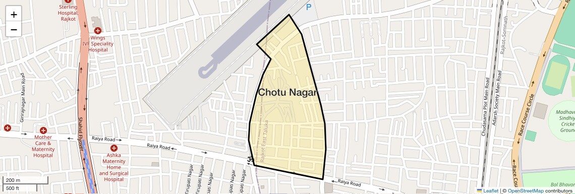 Location Map of Chotu Nagar, Rajkot