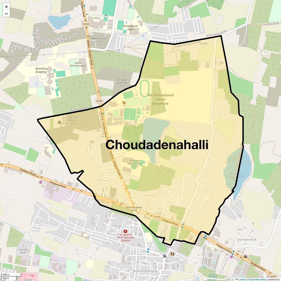 Location Map of Choudadenahalli, Bangalore