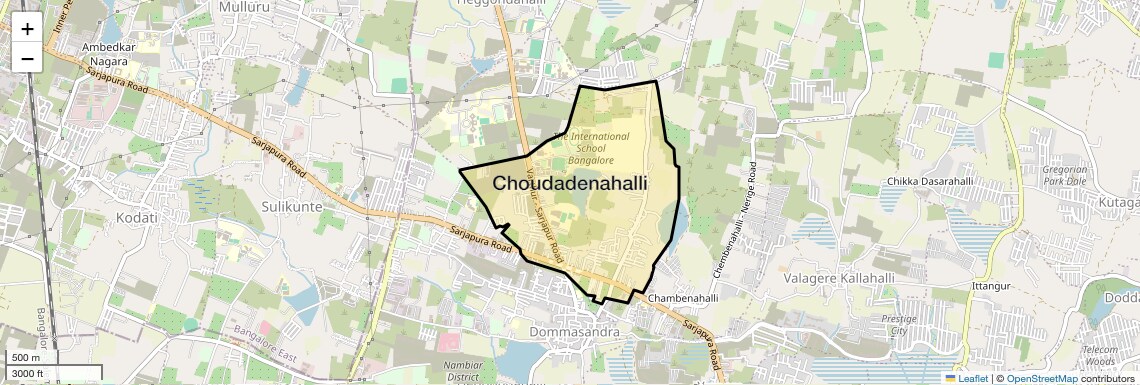 Location Map of Choudadenahalli, Bangalore