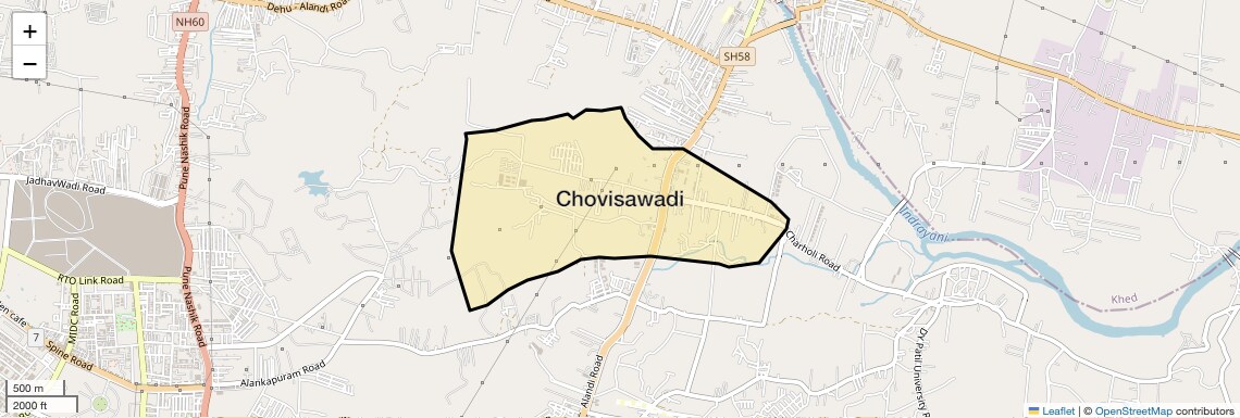 Location Map of Chovisawadi, Pune