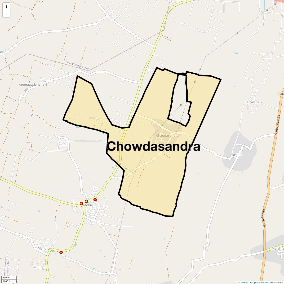 Location Map of Chowdasandra, Bangalore