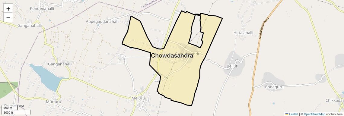 Location Map of Chowdasandra, Bangalore