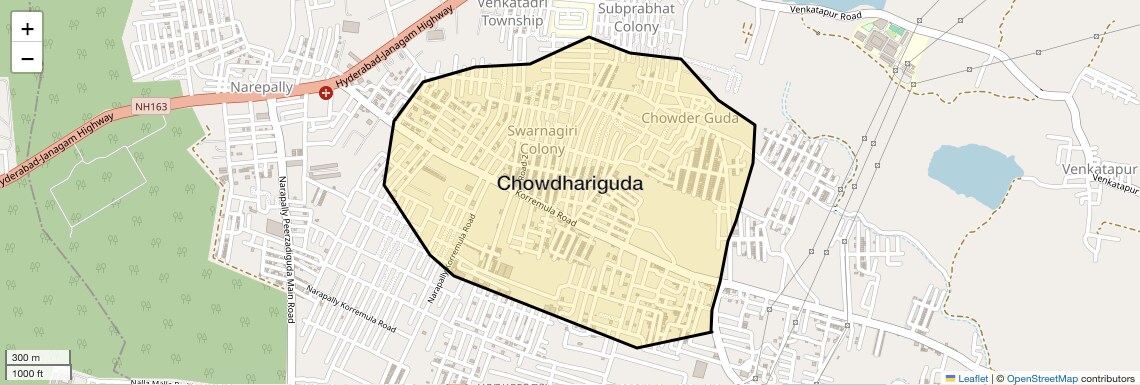 Location Map of Chowdhariguda, Hyderabad