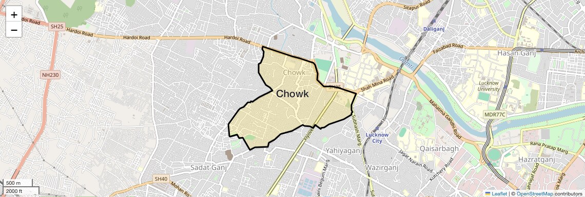 Location Map of Chowk, Lucknow