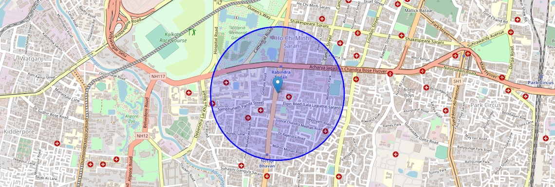 Location Map of Chowringhee, Kolkata