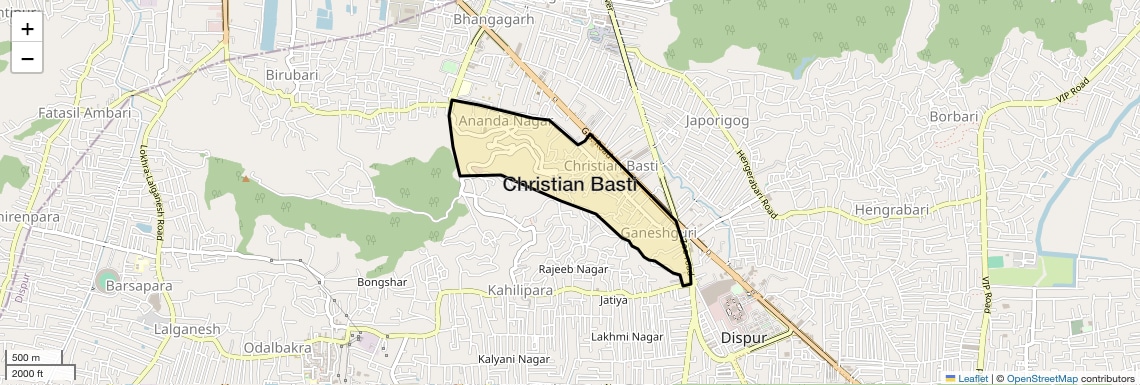 Location Map of Christian Basti, Guwahati
