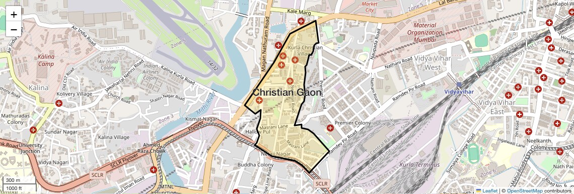 Location Map of Christian Gaon, Mumbai