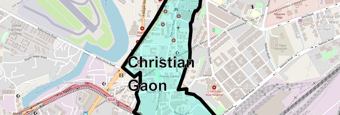 Location Map of Christian Gaon, Mumbai