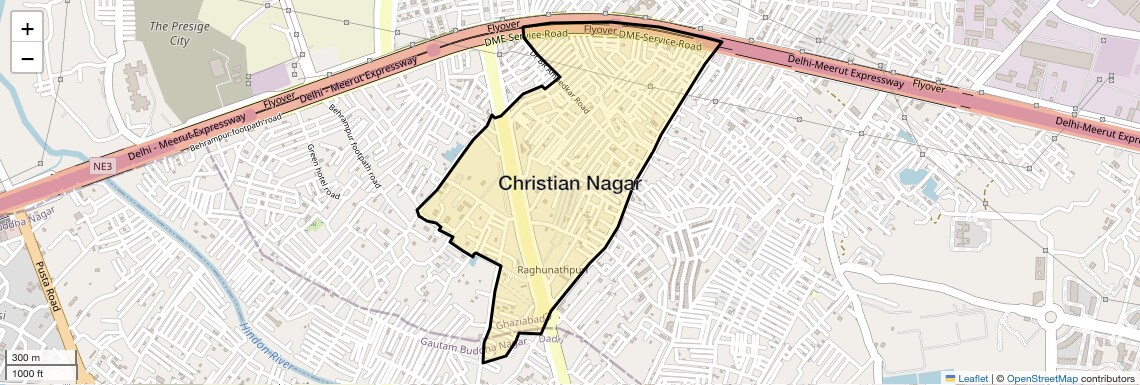 Location Map of Christian Nagar, Ghaziabad