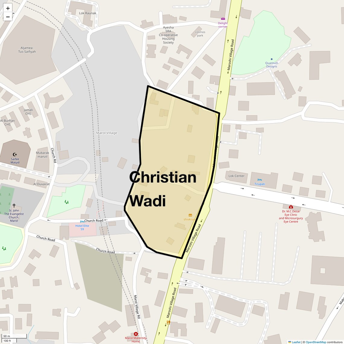 Location Map of Christian Wadi, Mumbai