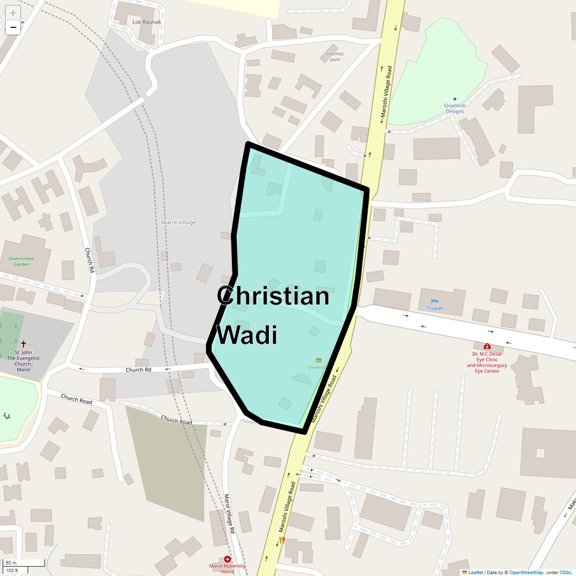 Location Map of Christian Wadi, Mumbai