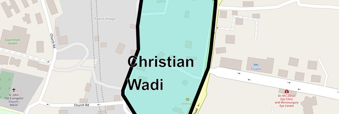 Location Map of Christian Wadi, Mumbai