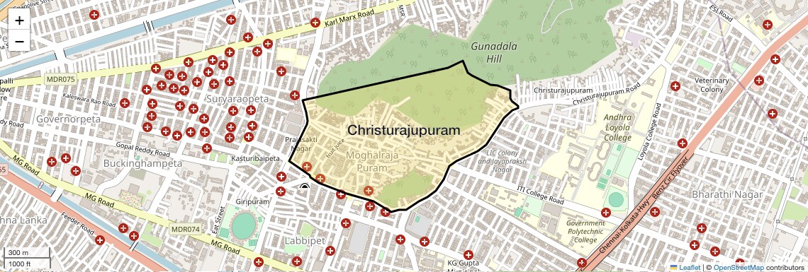 Location Map of Christurajupuram, Vijayawada
