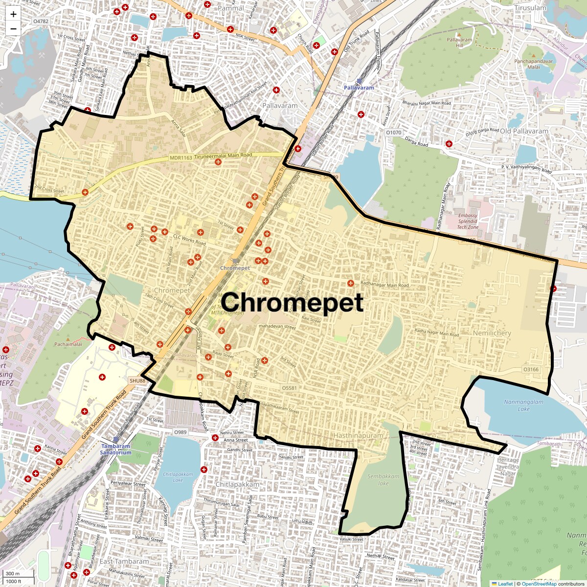 Location Map of Chromepet, Chennai