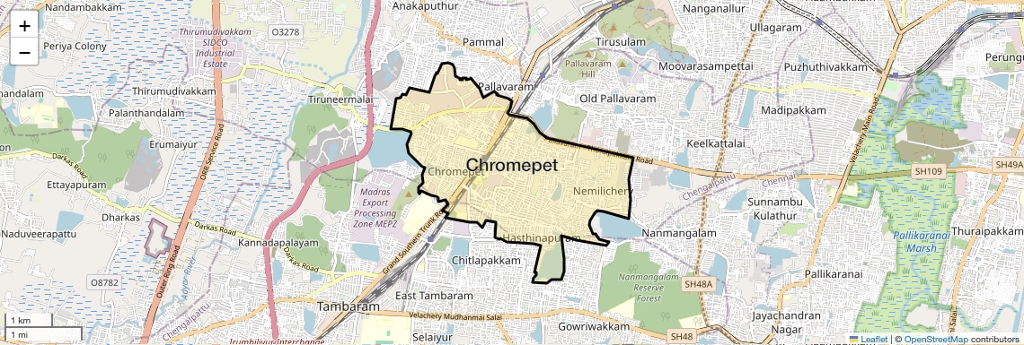 Location Map of Chromepet, Chennai
