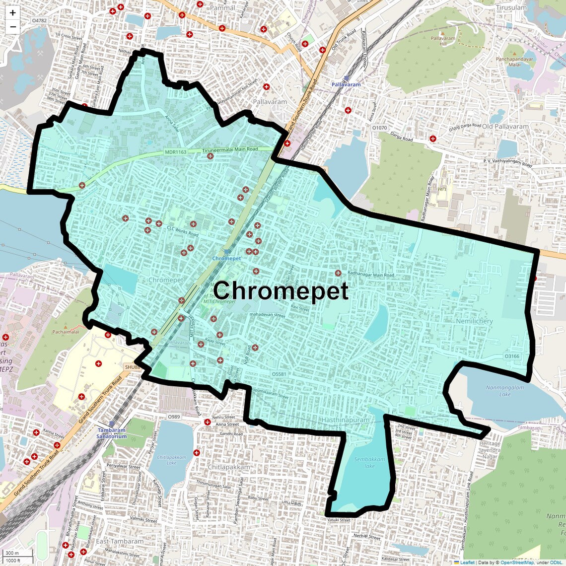 Location Map of Chromepet, Chennai