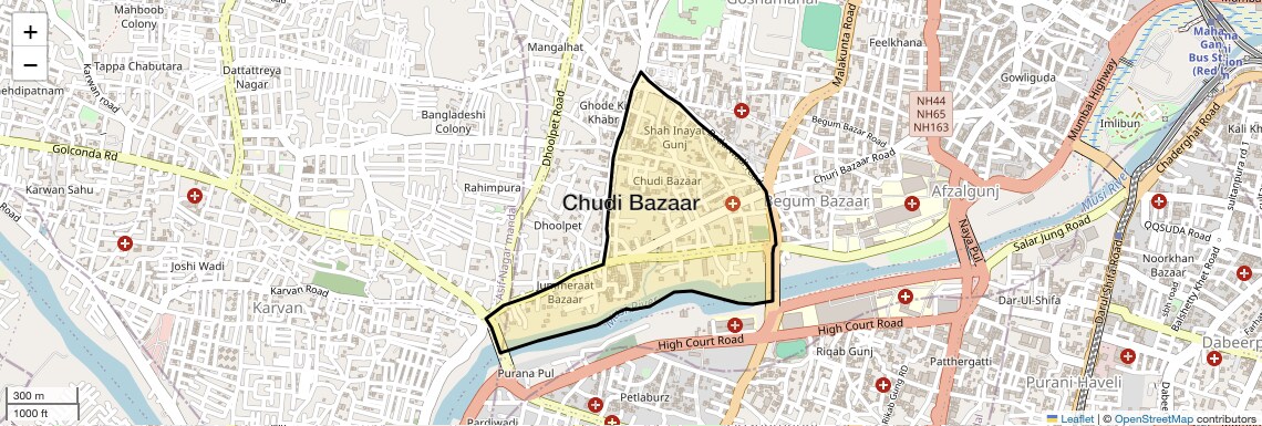 Location Map of Chudi Bazaar, Hyderabad