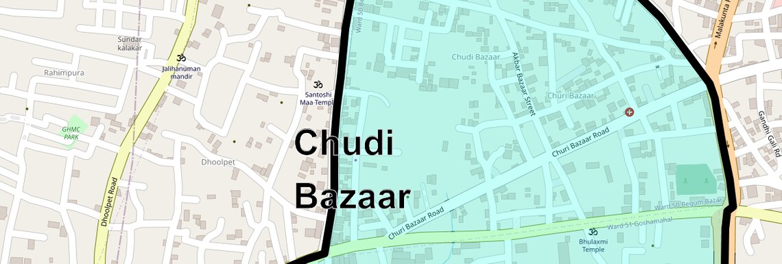Location Map of Chudi Bazaar, Hyderabad