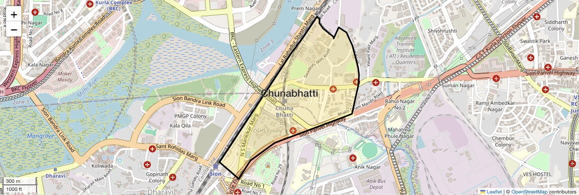 Location Map of Chunabhatti, Mumbai