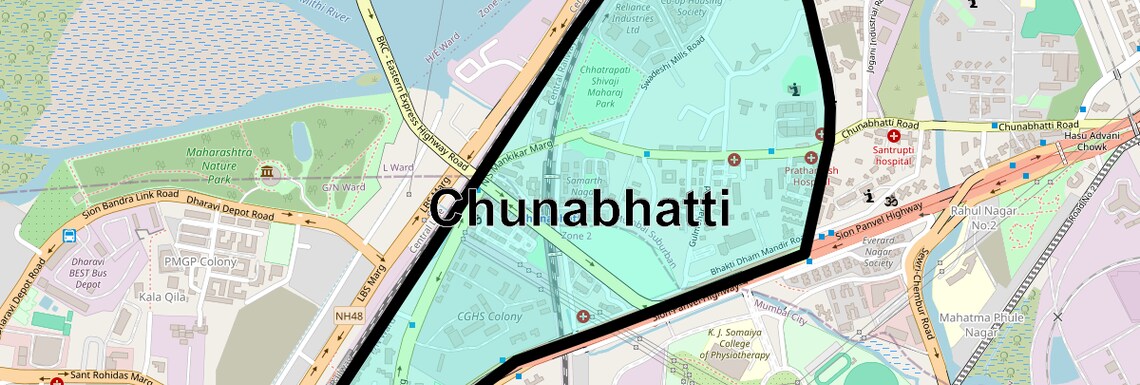 Location Map of Chunabhatti, Mumbai