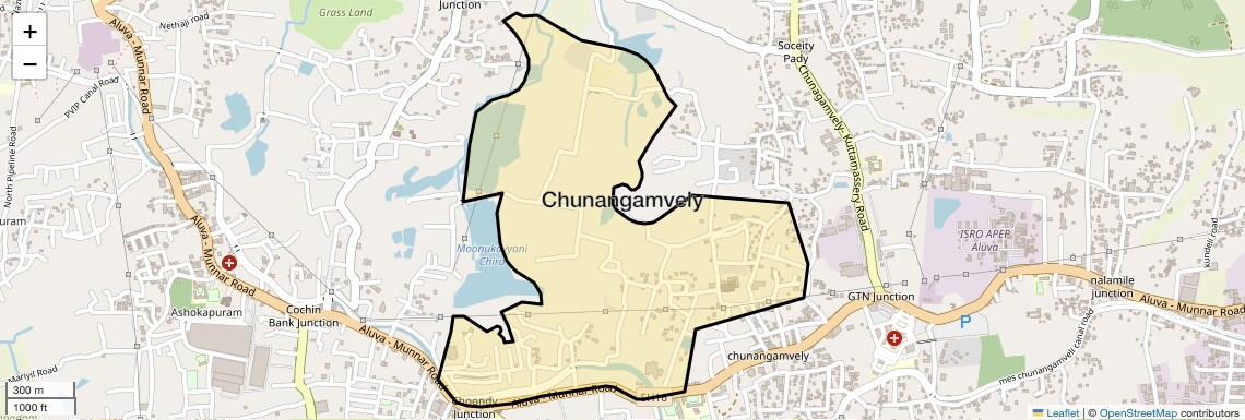 Location Map of Chunangamvely, Kochi