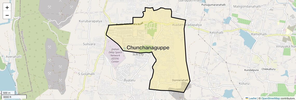 Location Map of Chunchanaguppe, Bangalore