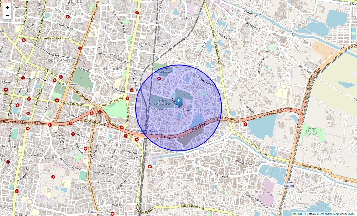 Location Map of Church Lane, Kolkata