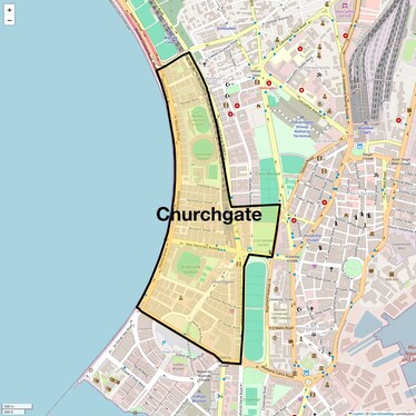 Location Map of Churchgate, Mumbai
