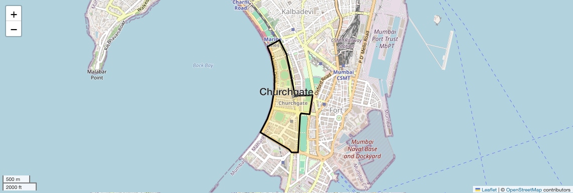 Location Map of Churchgate, Mumbai
