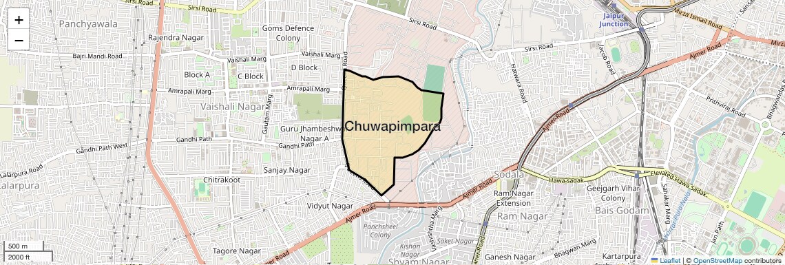 Location Map of Chuwapimpara, Jaipur
