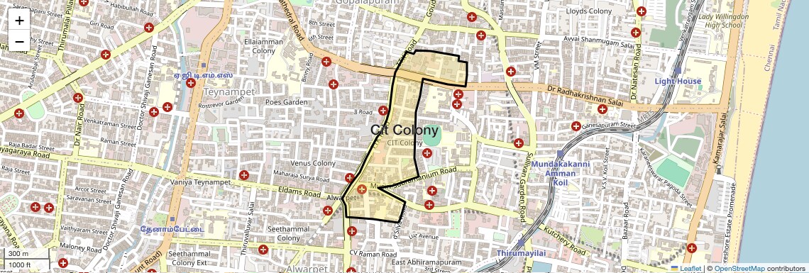 Location Map of Cit Colony, Chennai