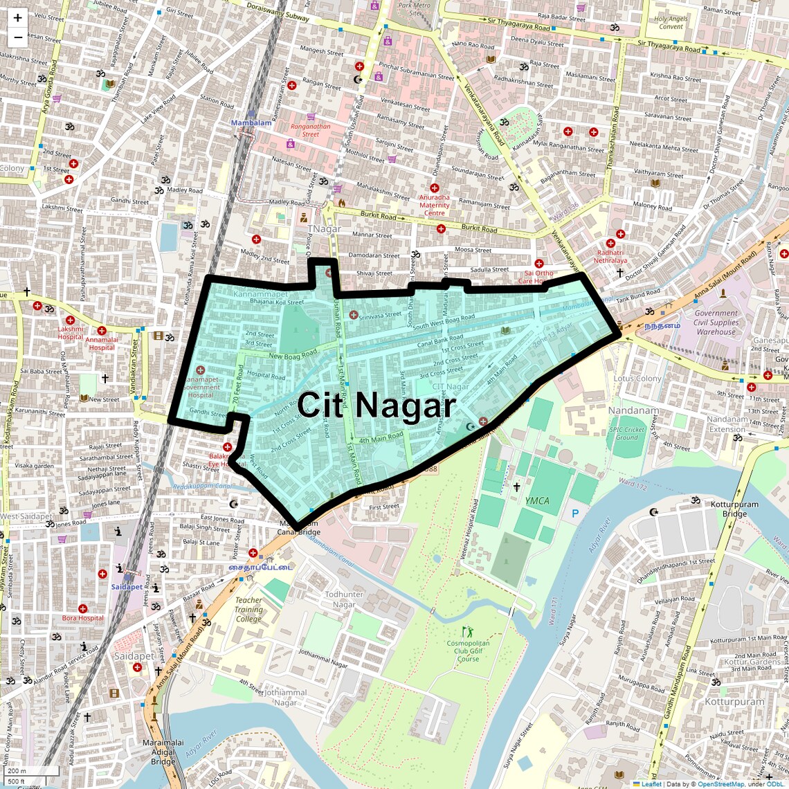 Location Map of Cit Nagar, Chennai