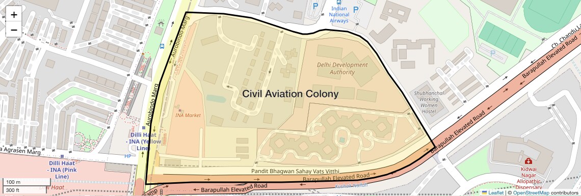 Location Map of Civil Aviation Colony, Delhi