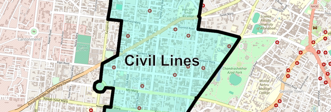 Location Map of Civil Lines, Allahabad