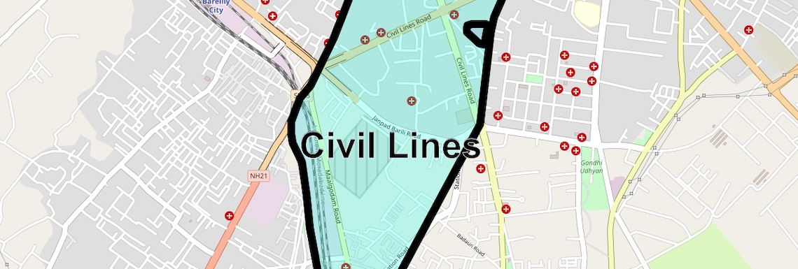 Location Map of Civil Lines, Bareilly