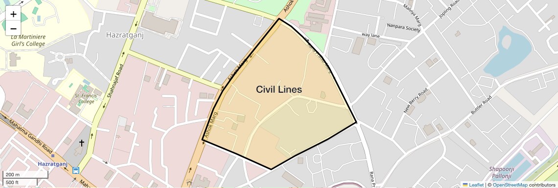 Location Map of Civil Lines, Lucknow