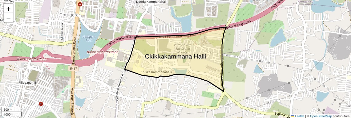 Location Map of Ckikkakammana Halli, Bangalore