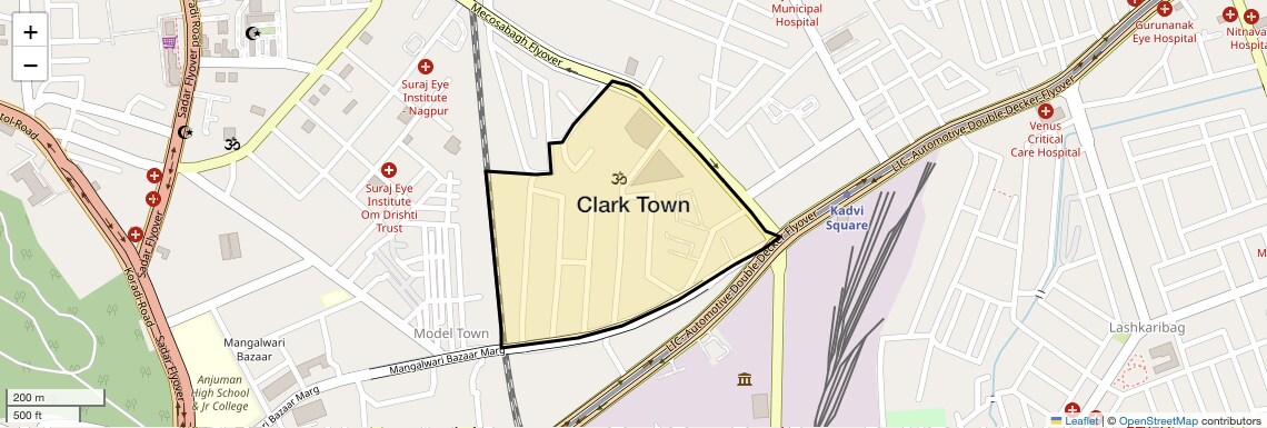 Location Map of Clark Town, Nagpur