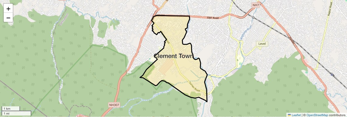 Location Map of Clement Town, Dehradun