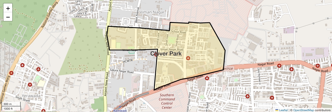 Location Map of Clover Park, Pune