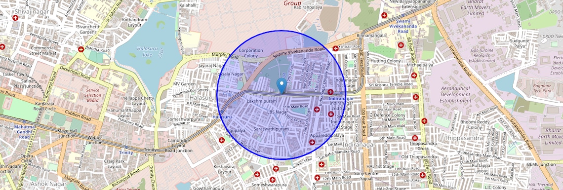 Location Map of Cmh Road, Bangalore