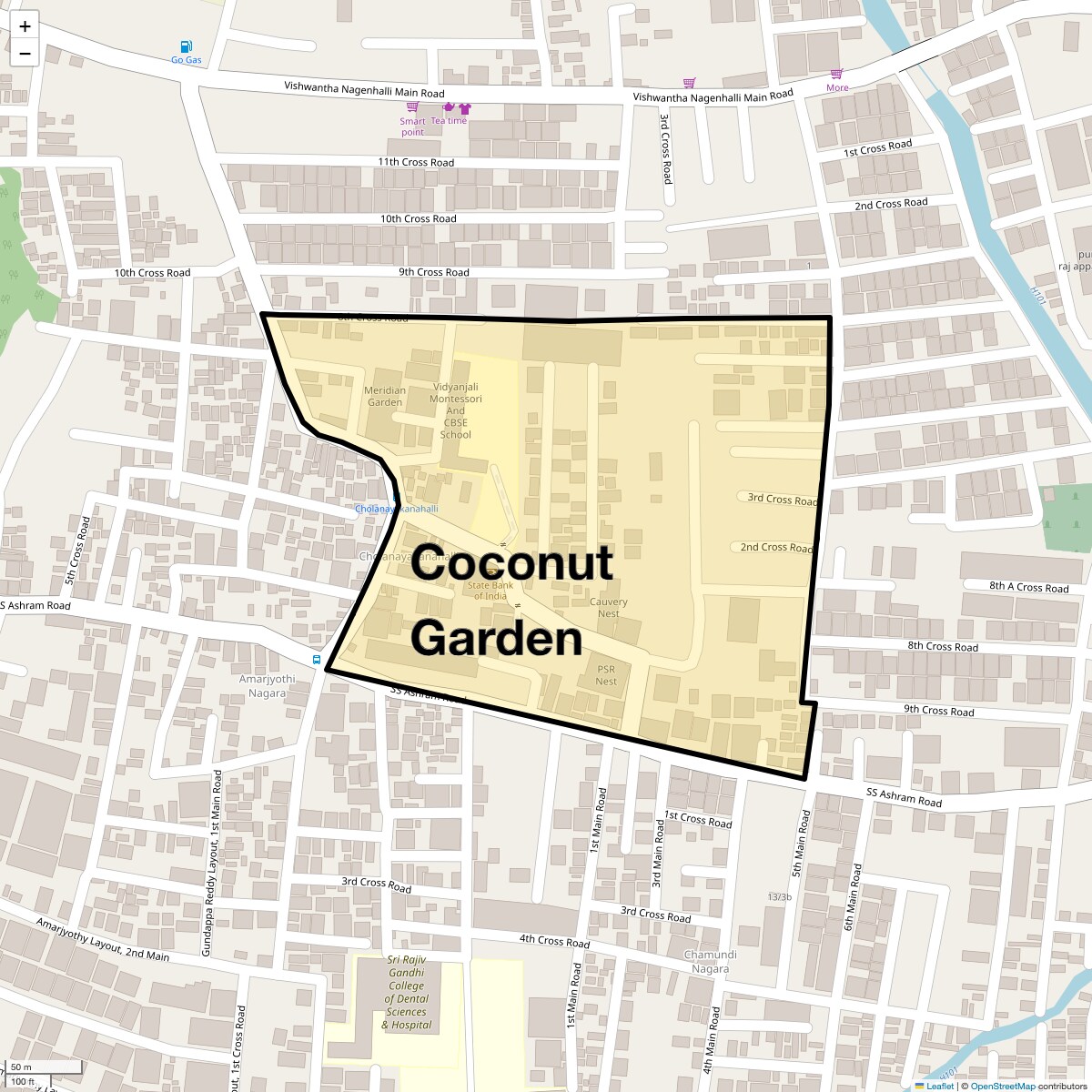 Location Map of Coconut Garden, Bangalore