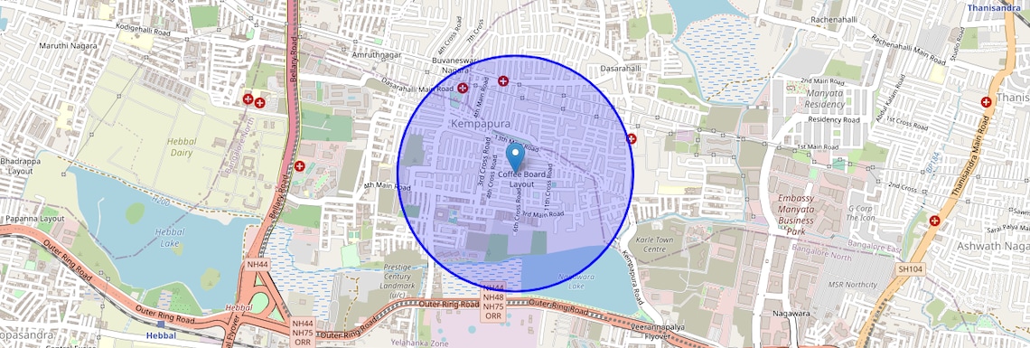 Location Map of Coffee Board Layout, Bangalore